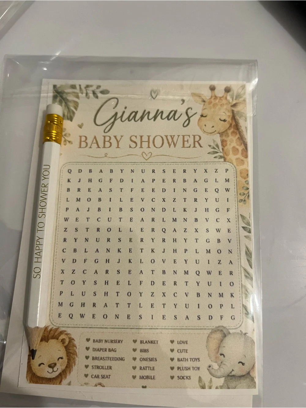 Gender Neutral Baby Shower Game Cards - Green & Gold